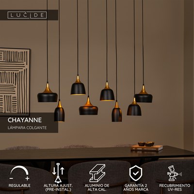 Lucide CHAYANNE - Lámpara colgante - 8xE14 - Negro